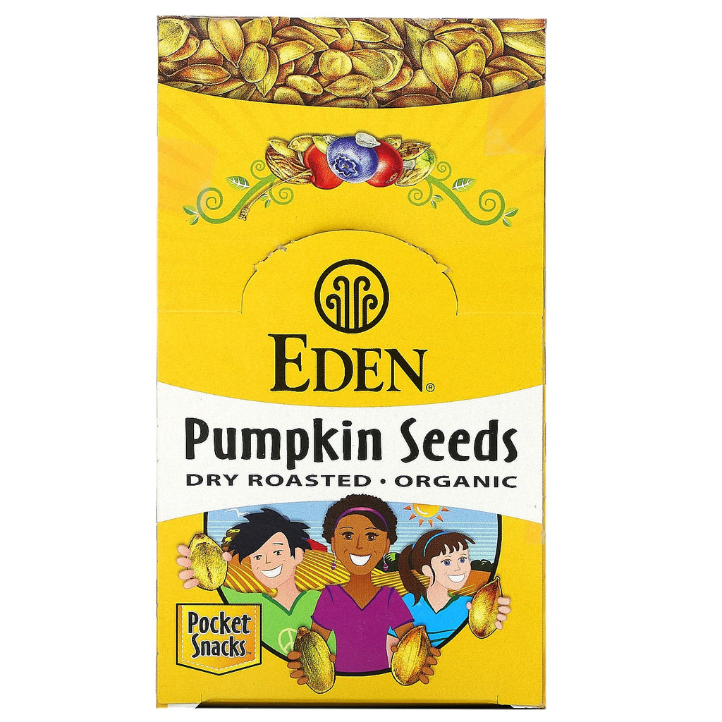 Eden Foods, Pocket Snacks,  Pumpkin Seeds, Dry Roasted, 12 Packages, 1 oz (28.3 g) Each