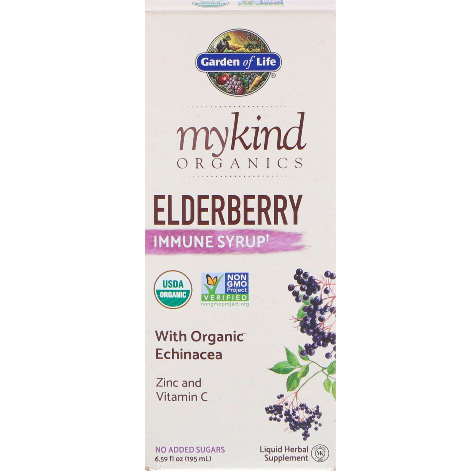 Garden of Life, MyKind Organics, Elderberry Immune Syrup, 6.59 fl oz (195 ml)