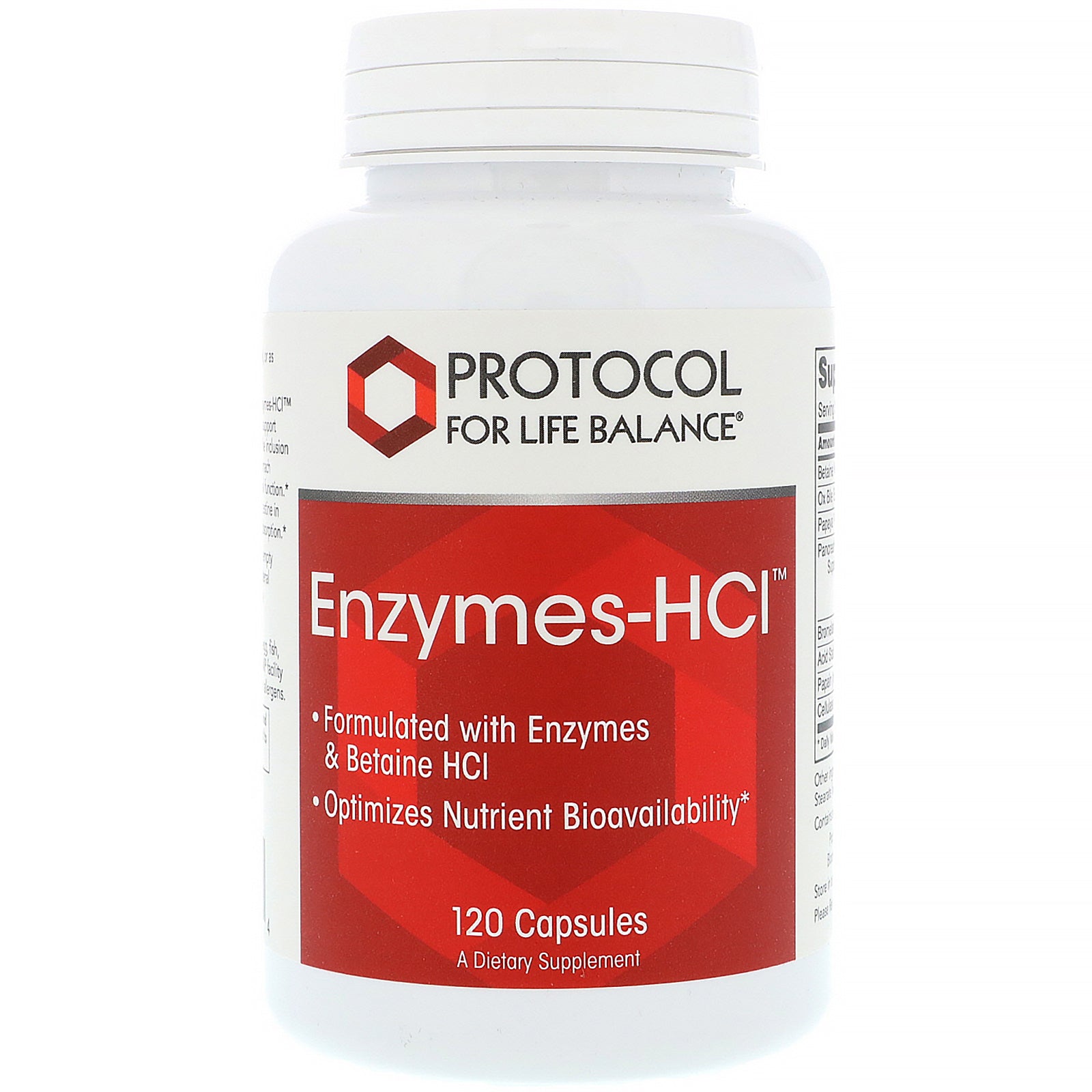 Protocol for Life Balance, Enzymes-HCI, 120 Capsules