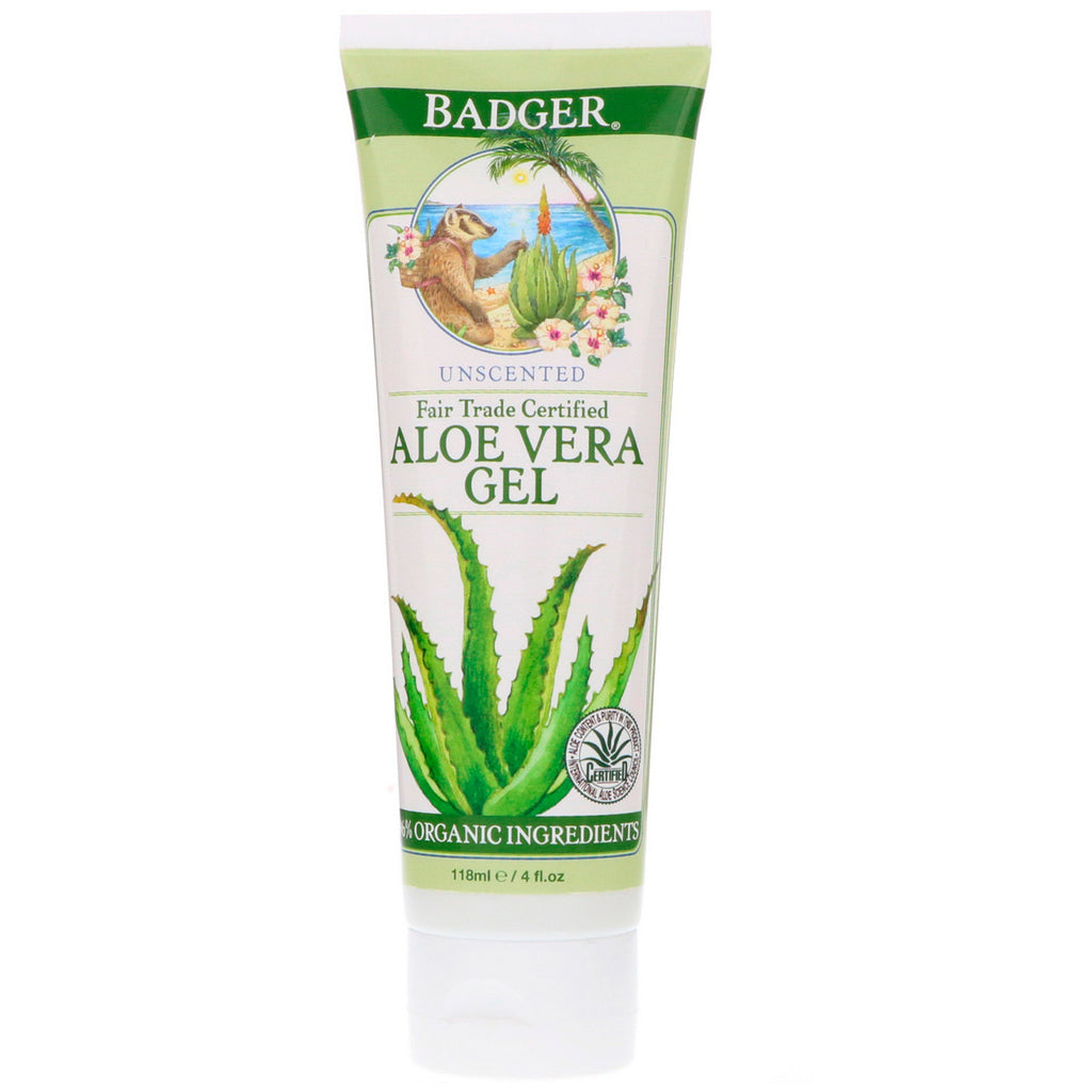 Badger Company, Aloe Vera Gel, Unscented, 4 fl oz (118 ml)