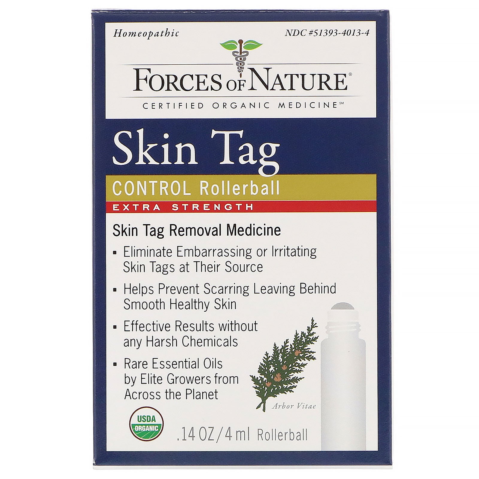 Forces of Nature, Skin Tag Control, Rollerball, Extra Strength, 0.14 oz (4 ml)
