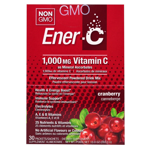 Ener-C, Vitamin C, Effervescent Powdered Drink Mix, Cranberry, 30 Packets, 10.0 oz (282.3 g)