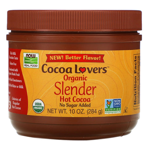 Now Foods, Real Food, Cocoa Lovers, Organic Slender Hot Cocoa, 10 oz (284 g)