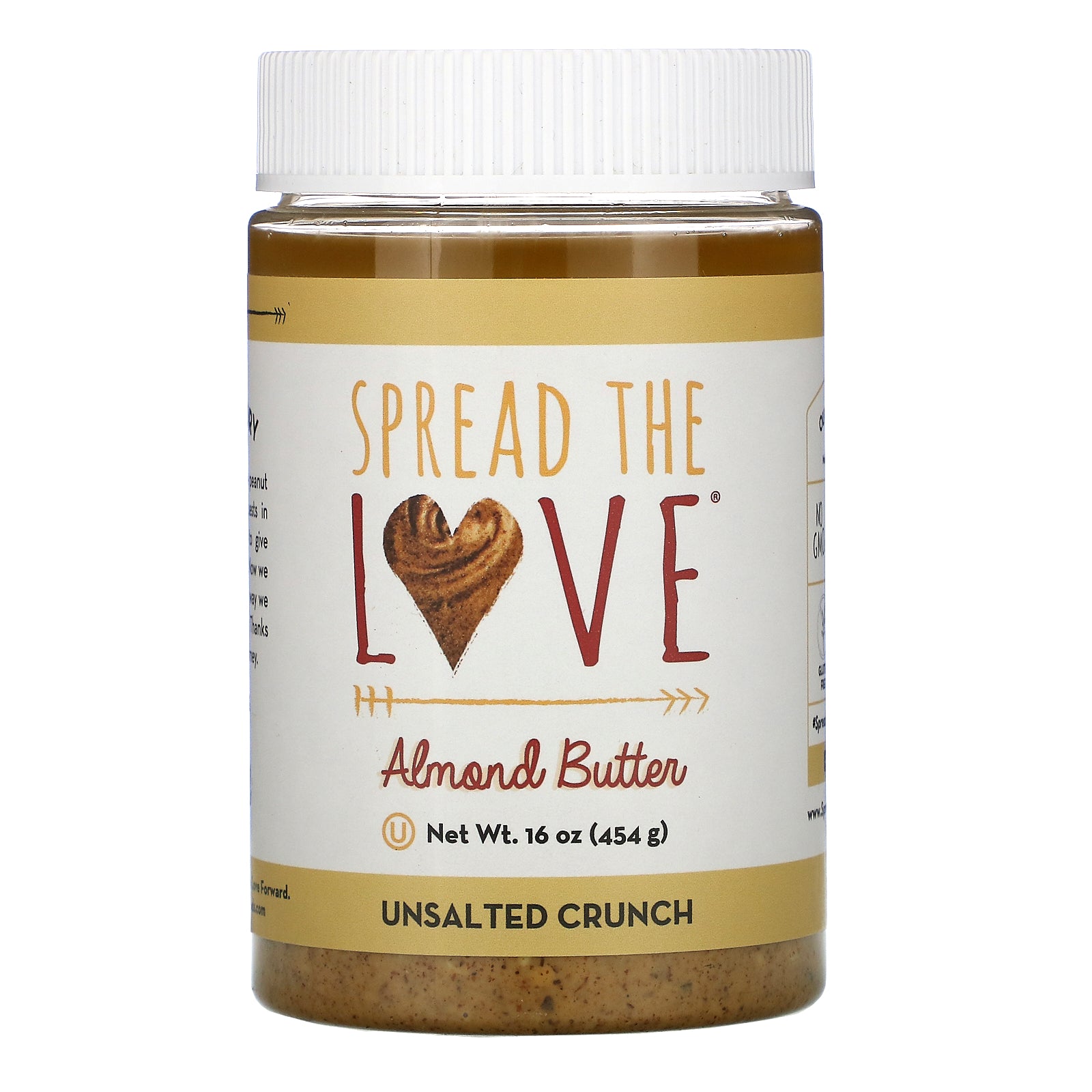 Spread The Love, Almond Butter, Unsalted Crunch, 16 oz ( 454 g)