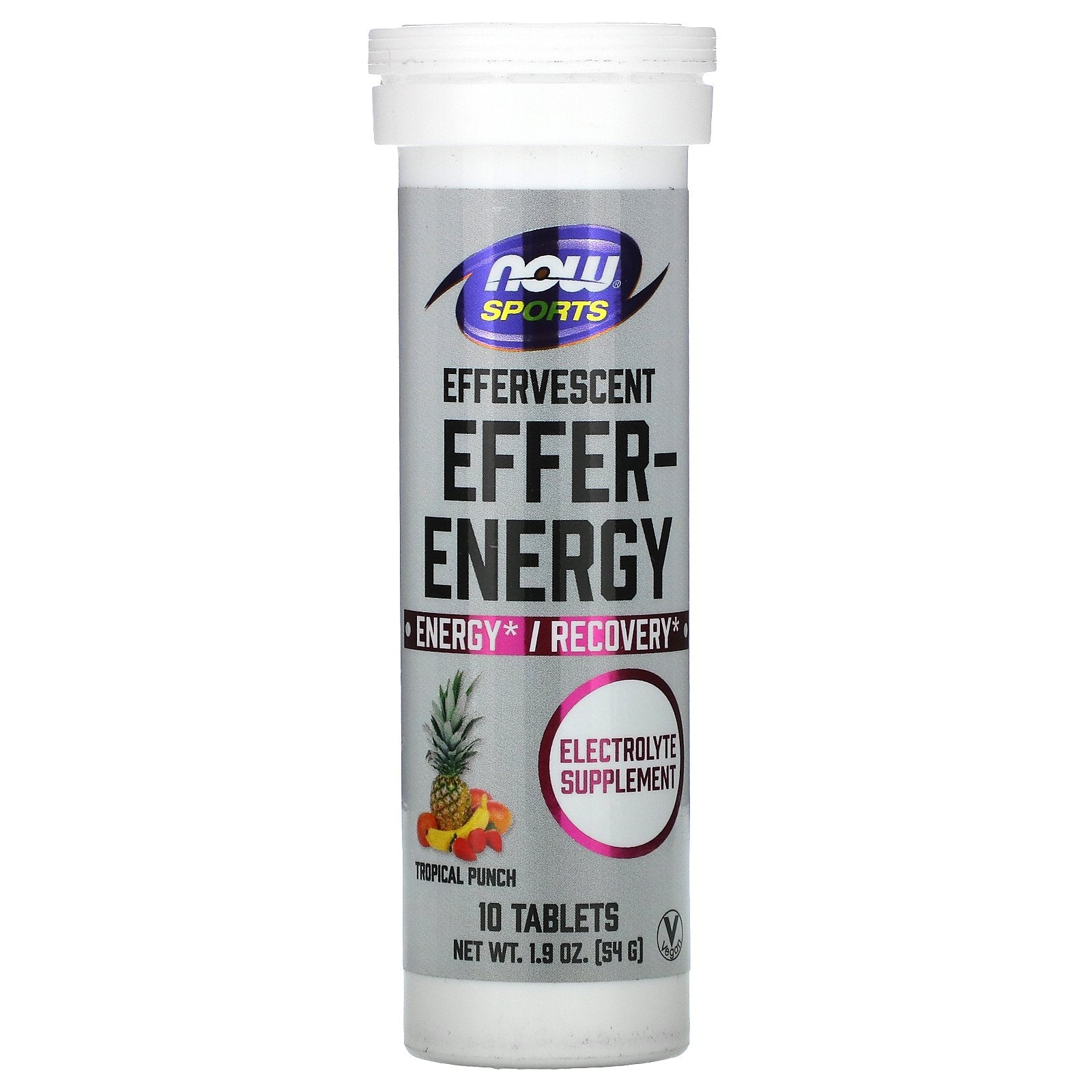 Now Foods, Sports, Effer-Energy, Tropical Punch, 10 Tablets, 1.9 oz (54 g)