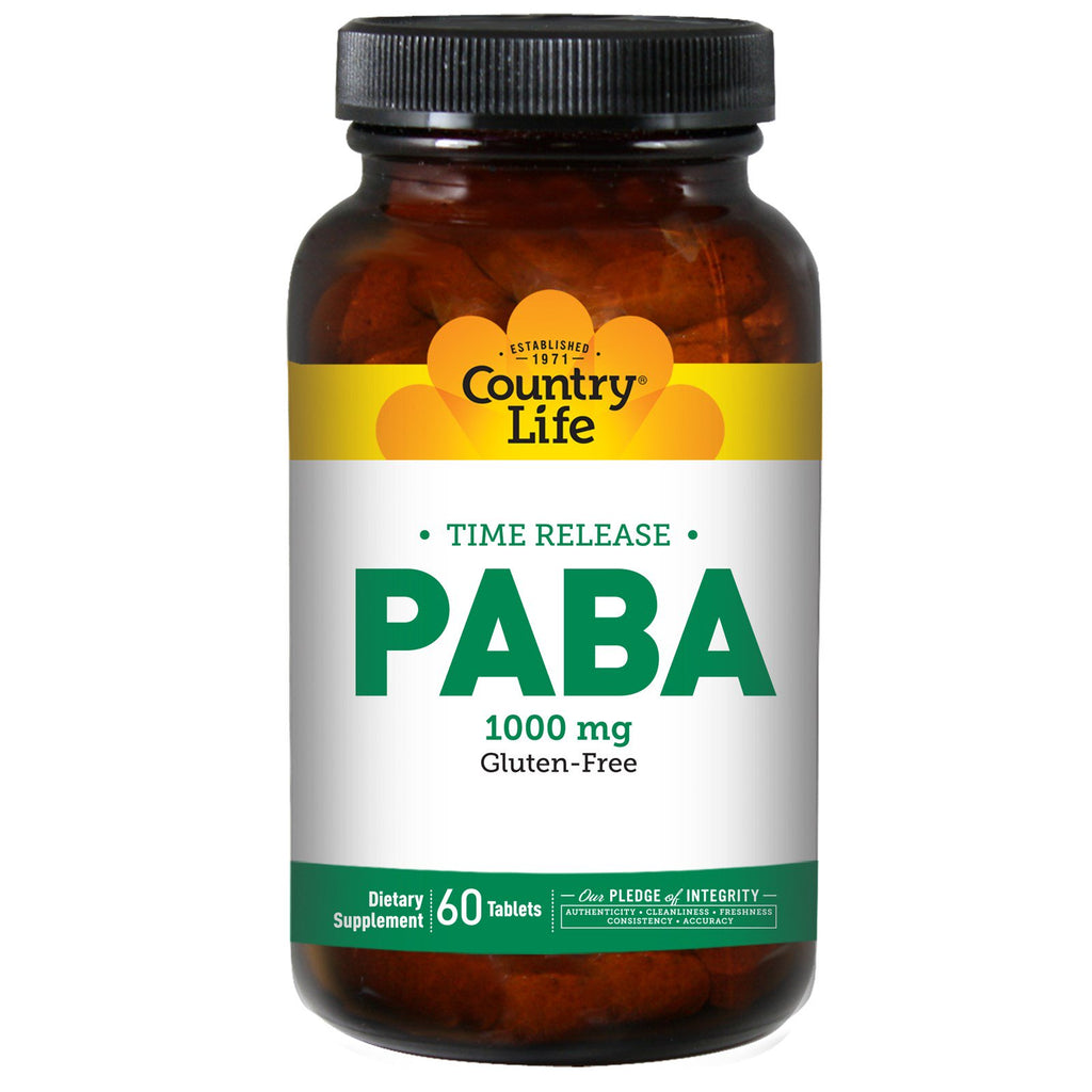 Country Life, Time Release PABA, 1,000 mg, 60 Tablets