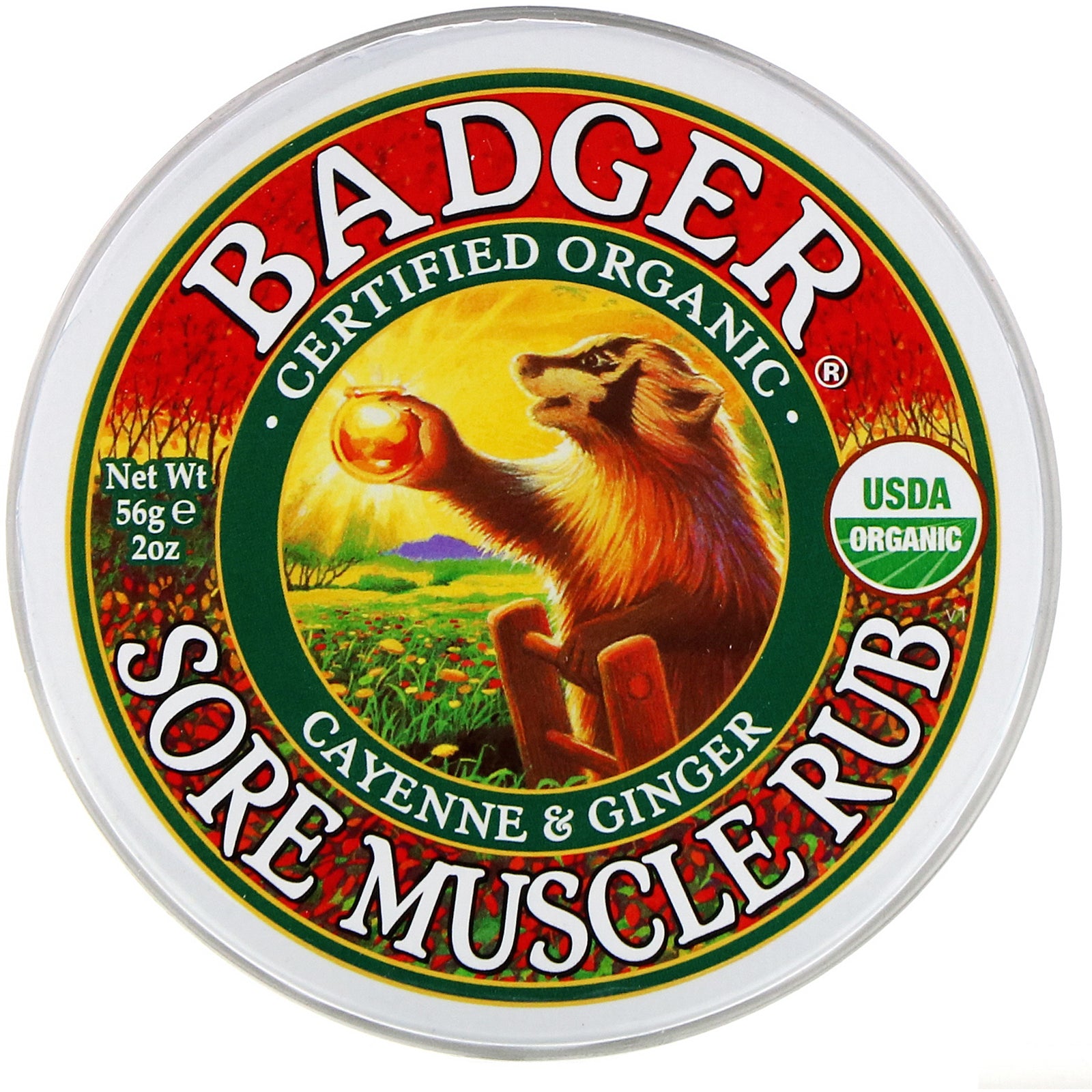 Badger Company, Organic, Sore Muscle Rub, Cayenne & Ginger, 2 oz (56 g)