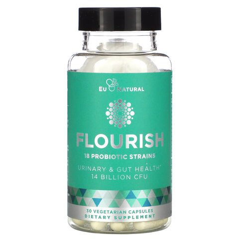 Eu Natural, FLOURISH, Probiotics Urinary & Gut Health, 14 Billion CFU, 30 Vegetarian Capsules