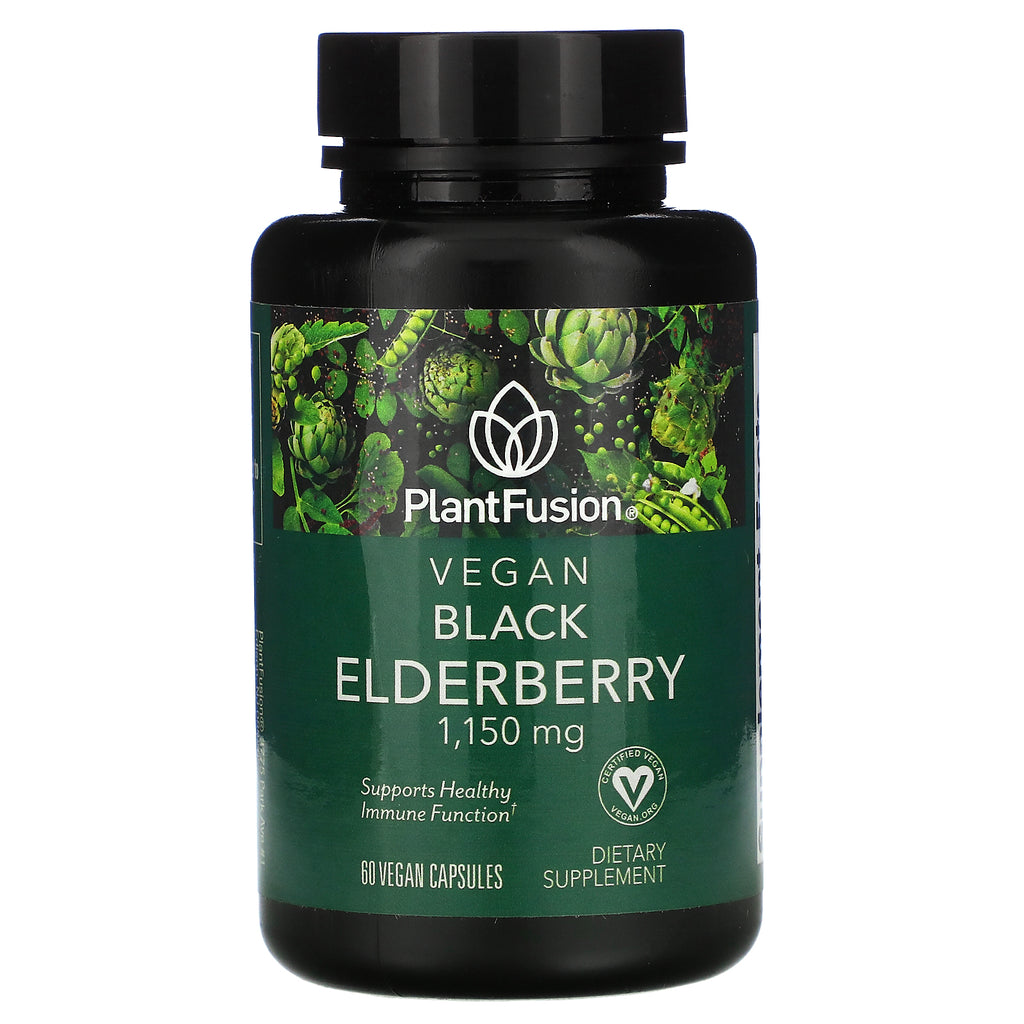 PlantFusion, Vegan Black Elderberry, 1,150 mg, 60 Vegan Capsules