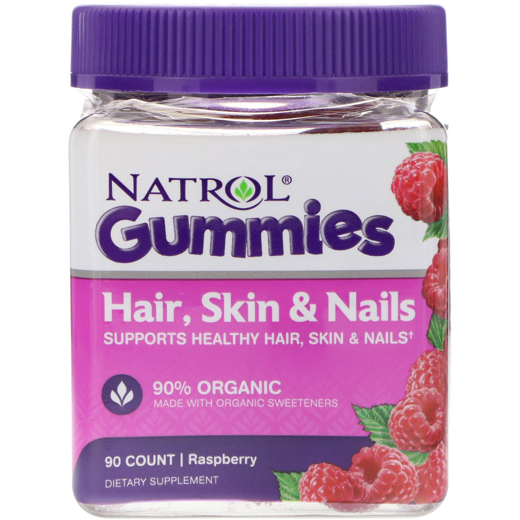 Natrol, Gummies, Hair, Skin & Nails, Raspberry, 90 Count