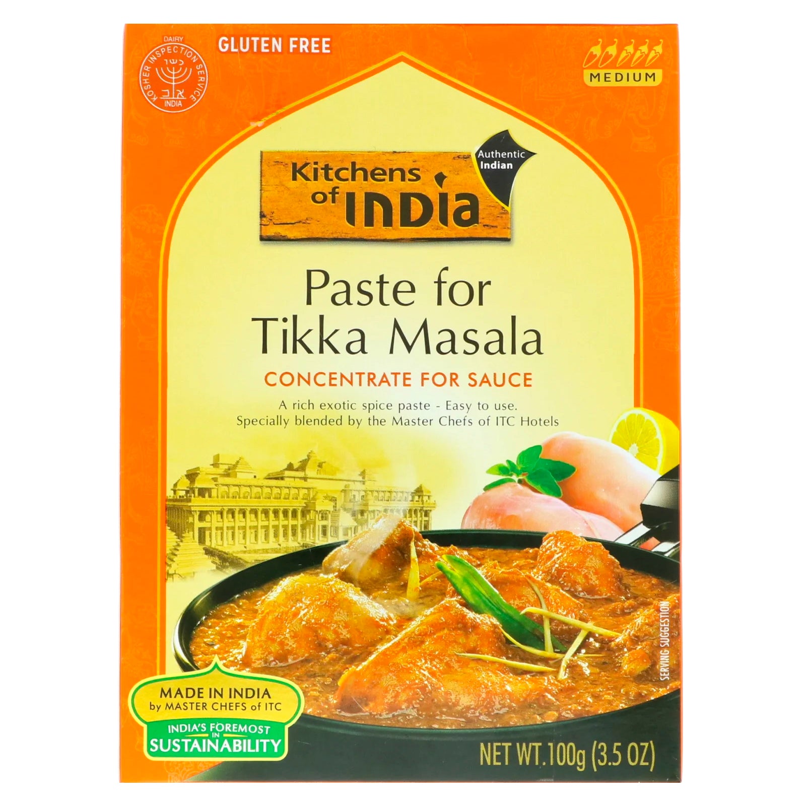 Kitchens of India, Paste For Tikka Masala, Concentrate For Sauce, Medium, 3.5 oz (100 g)