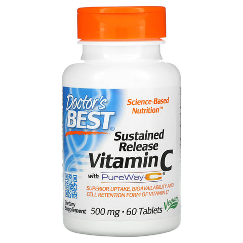 Doctor's Best, Sustained Release Vitamin C with PureWay-C, 500 mg, 60 Tablets