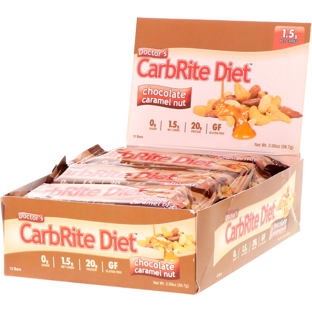 Universal Nutrition, Doctor's CarbRite Diet Bars, Chocolate Caramel Nut, 12 Bars, 2.00 oz (56.7 g) Each