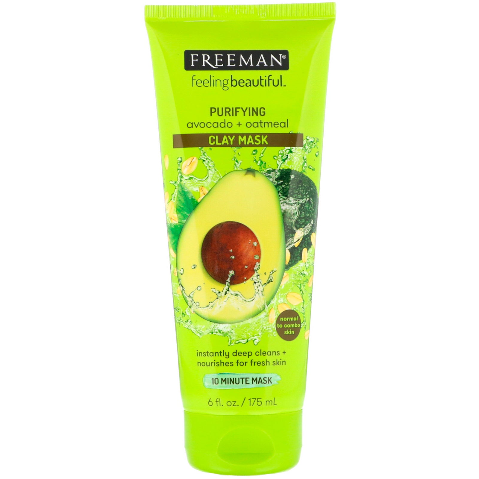 Freeman Beauty, Feeling Beautiful, Purifying Clay Mask, Avocado + Oatmeal, 6 fl oz (175 ml)