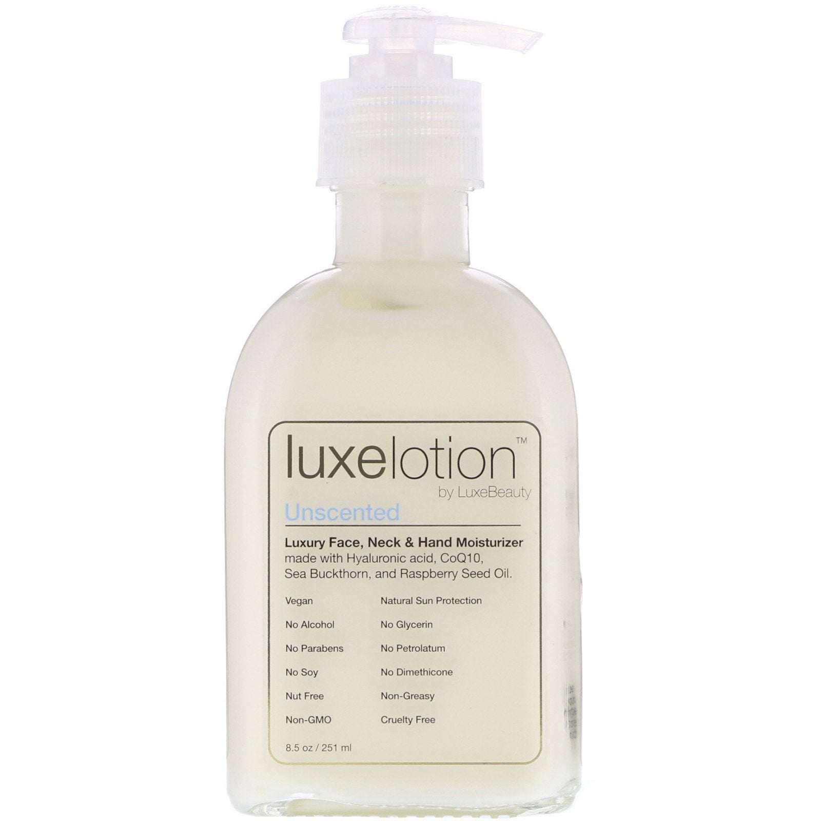 LuxeBeauty, Luxe Lotion, Luxury Face, Neck & Hand Moisturizer, Unscented, 8.5 fl oz (251 ml)