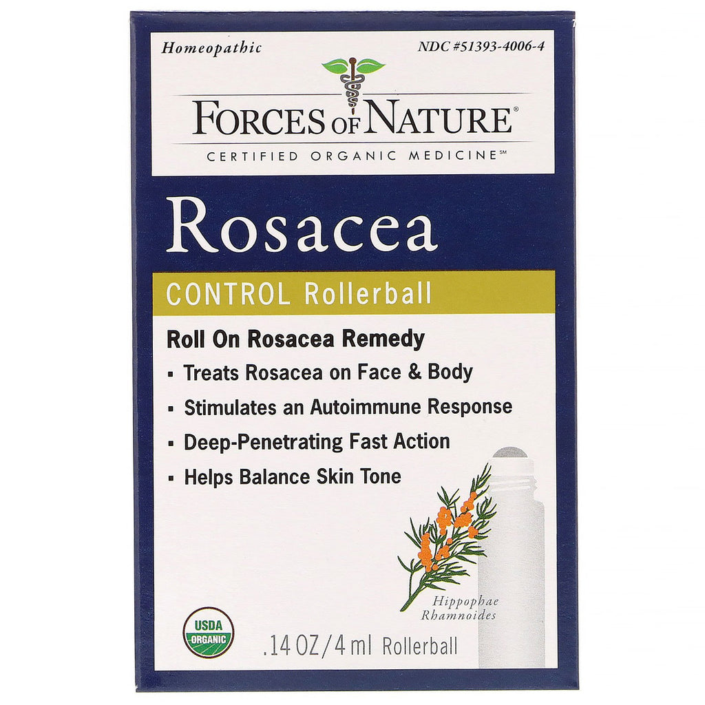 Forces of Nature, Rosacea Control, Rollerball,  0.14 oz (4 ml)