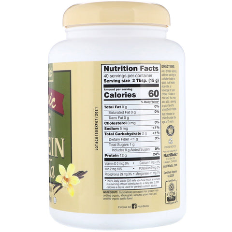 NutriBiotic, Raw  Rice Protein, Vanilla, 1.3 lbs (600 g)