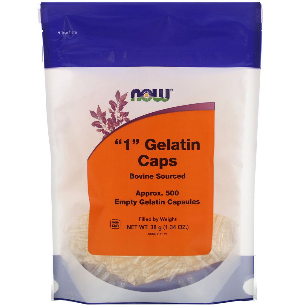 Now Foods, "1" Gelatin Caps, Approx. 500 Empty Gelatin Capsules