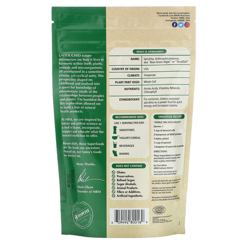 MRM, Raw Spirulina Powder, 8.5 oz (240 g)