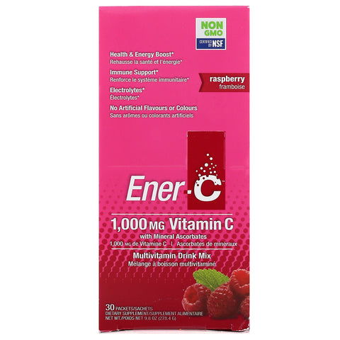 Ener-C, Vitamin C, Multivitamin Drink Mix, Raspberry, 30 Packets, 9.8 oz (277 g)