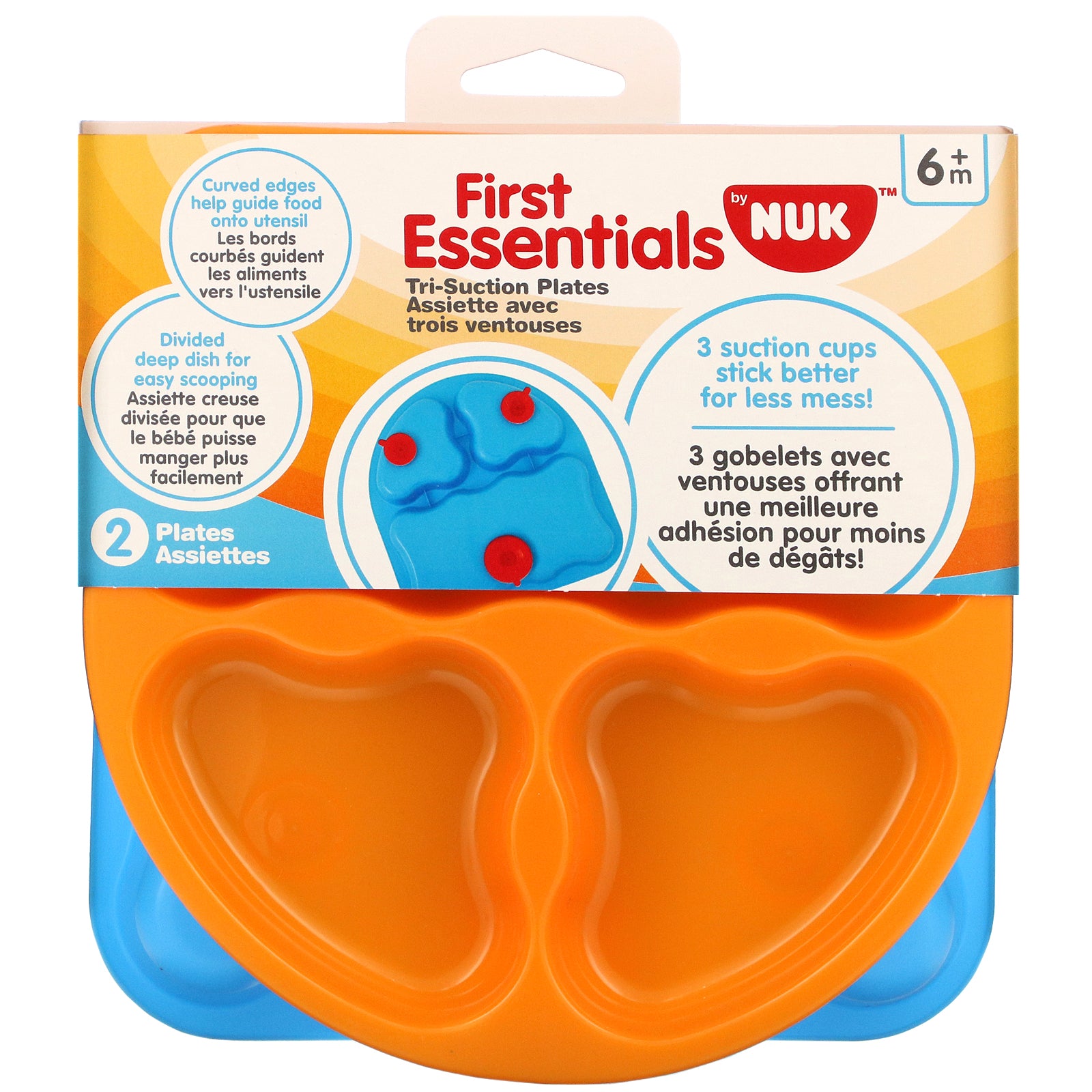 NUK, First Essentials, Tri-Suction Plates, 6+ Months, 2 Plates