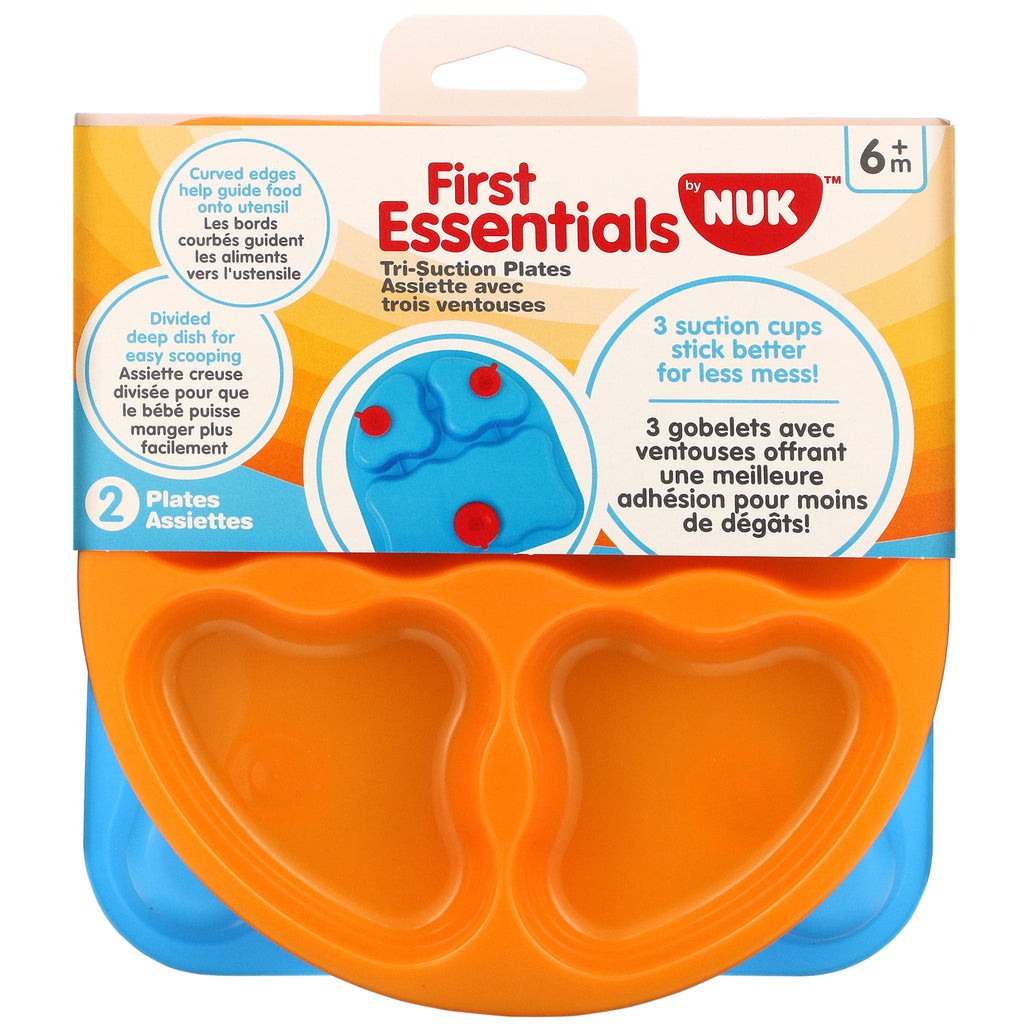 NUK, First Essentials, Tri-Suction Plates, 6+ Months, 2 Plates