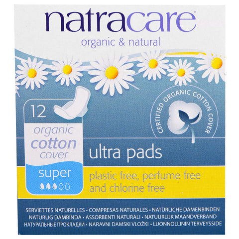 Natracare, Ultra Pads, Organic Cotton Cover, Super, 12 Pads