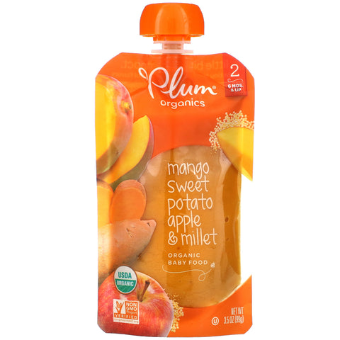 Plum Organics, Organic Baby Food, Stage 2, Mango, Sweet Potato Apple & Millet, 3.5 oz (99 g)