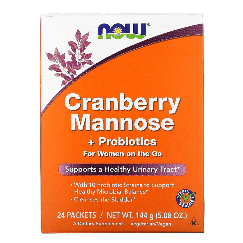 Now Foods, Cranberry Mannose + Probiotics, For Women On The Go, 24 Packets, 0.21 oz (6 g) Each