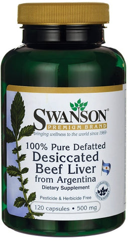 Swanson, Desiccated Beef Liver, 500mg 100% Pure Defatted - 120 caps