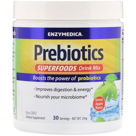 Enzymedica, Prebiotics Superfoods Drink Mix, Green Apple - 210g