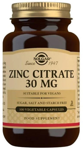 Solgar, Zinc Citrate, 30mg - 100 vcaps