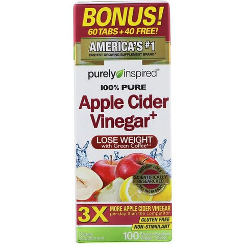 Purely Inspired, Apple Cider Vinegar+ - 100 veggie caplets (EAN 631656608526)